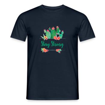 Stay Strong Cute Cactus Flower - Men's T-Shirt - navy - Front - AI Model Male 178 light (178cm)