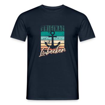 Original Lübecker - Lübeck Hansestadt Anker - Männer T-Shirt - Navy - Vorne - AI Model Male 178 light (178cm)