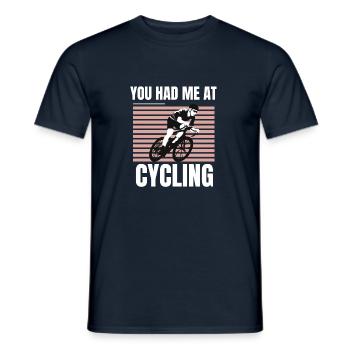 You had me at cycling - Men's T-Shirt - navy - Front - AI Model Male 178 light (178cm)