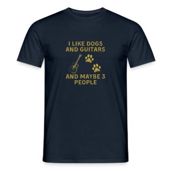 I like Dogs and Guitars and maybe 3 people - Männer T-Shirt - Navy - Vorne - AI Model Male 178 light (178cm)