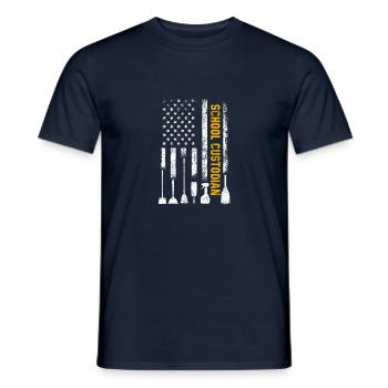 School Custodian american flag, Custodian - Men's T-Shirt - navy - Front - AI Model Male 178 light (178cm)