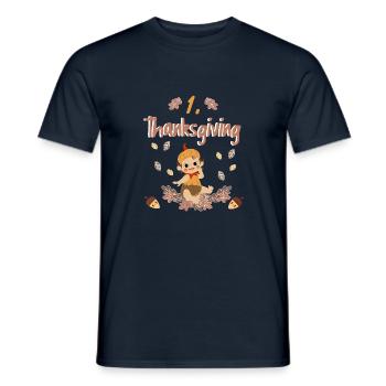 First Thanksgiving for parents with baby 1 year old - Men's T-Shirt - navy - Front - AI Model Male 178 light (178cm)