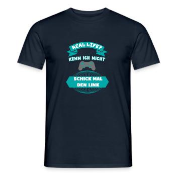 Real Life Gaming T-Shirt - Men's T-Shirt - navy - Front - AI Model Male 178 light (178cm)