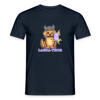 Labrathor lustiges Labrador Wikinger Motiv - Männer T-Shirt - Navy - Vorne - AI Model Male 178 light (178cm)