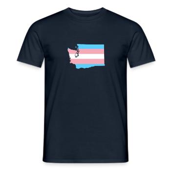 Trans Flag Washington LGBT Pride Support - Men's T-Shirt - navy - Front - AI Model Male 178 light (178cm)
