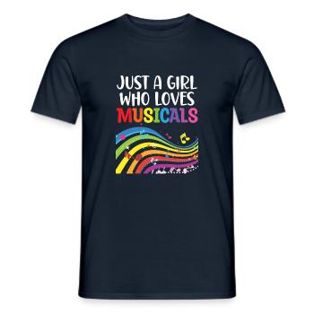Just a Girl Who Loves Musicals Addict Lover Tee - Men's T-Shirt - navy - Front - AI Model Male 178 light (178cm)