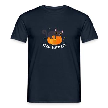 Christian Halloween Jack O Lantern Pumpkin Cat - Männer T-Shirt - Navy - Vorne - AI Model Male 178 light (178cm)