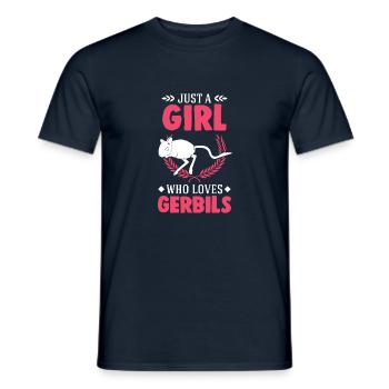 Juste une fille qui aime la fille de Gerbille Gerbille Gerbille - T-shirt homme - marine - Devant - AI Model Male 178 light (178cm)