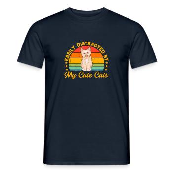 Cat Lover - Easily Distracted By My Cute Cats - Männer T-Shirt - Navy - Vorne - AI Model Male 178 light (178cm)