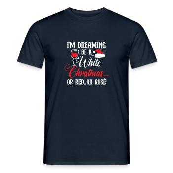 Frohe Weihnachten Schnee Weinglas Weihnachtsmütze - Männer T-Shirt - Navy - Vorne - AI Model Male 178 light (178cm)