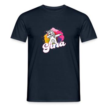 GINA - Schöner Name mit dabbing Einhorn - Männer T-Shirt - Navy - Vorne - AI Model Male 178 light (178cm)