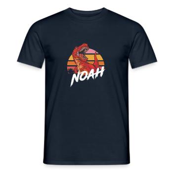 NOAH - Beau prénom de garçon avec T-REX Dino - T-shirt homme - marine - Devant - AI Model Male 178 light (178cm)