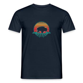 Bison rétro - T-shirt homme - marine - Devant - AI Model Male 178 light (178cm)