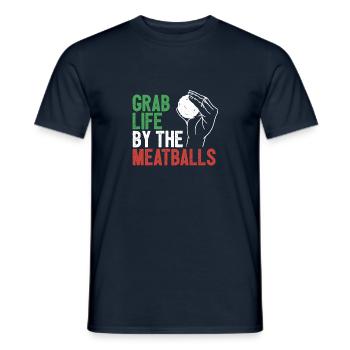 Spaghetti aux boulettes de viande drôle de cadeau italien - T-shirt homme - marine - Devant - AI Model Male 178 light (178cm)