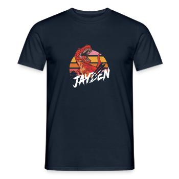 JAYDEN - Beautiful boy name with T-REX Dino - Men's T-Shirt - navy - Front - AI Model Male 178 light (178cm)
