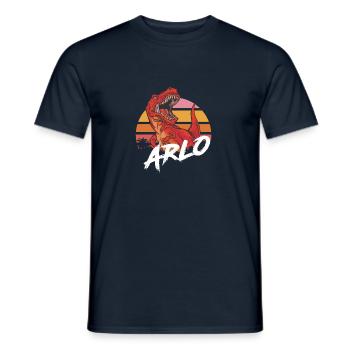 ARLO - Beautiful boy name with T-REX Dino - Men's T-Shirt - navy - Front - AI Model Male 178 light (178cm)