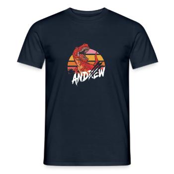 EZRA - Schöner Jungen Name mit T-REX Dino - Männer T-Shirt - Navy - Vorne - AI Model Male 178 light (178cm)