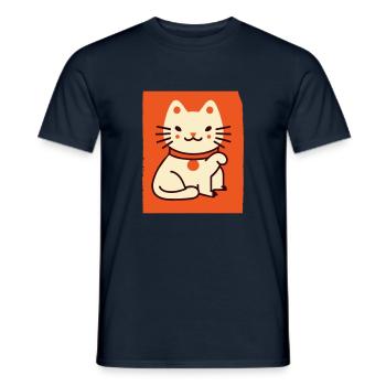 Katze Winkekatze Asia - Männer T-Shirt - Navy - Vorne - AI Model Male 178 light (178cm)