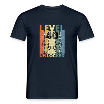 Level 40 Freigeschaltet Lustiger Gamer Geburtstag Vierzig - Männer T-Shirt - Navy - Vorne - AI Model Male 178 light (178cm)