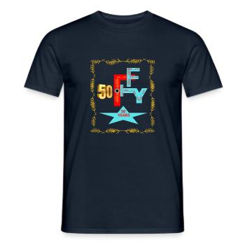 50 years - anniversaire une étoile - T-shirt homme - marine - Devant - AI Model Male 178 light (178cm)