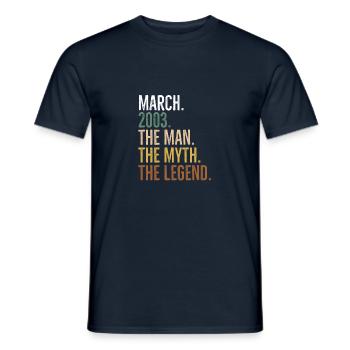 Mars 2003 L’homme Le mythe La légende - T-shirt homme - marine - Devant - AI Model Male 178 light (178cm)