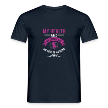 MY HEALTH AND MY FAMILY ARE THE CORE OF MY BEING - Men's T-Shirt - navy - Front - AI Model Male 178 light (178cm)