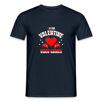 V ist für Videospiele Gamer Valentinstag lustiges Geschenk - Männer T-Shirt - Navy - Vorne - AI Model Male 178 light (178cm)