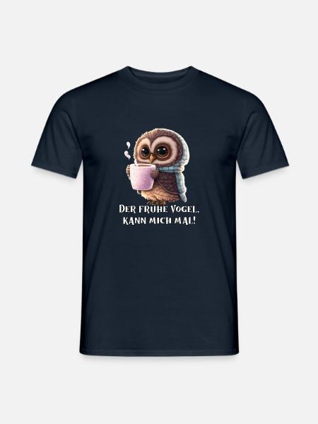 Süße Eule Kaffee, der frühe Vogel, kann mich mal - Männer T-Shirt - Navy