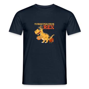 Turkeysaurus Rex T-Rex Dabbing Turkey Dino - Men's T-Shirt - navy - Front - AI Model Male 178 light (178cm)