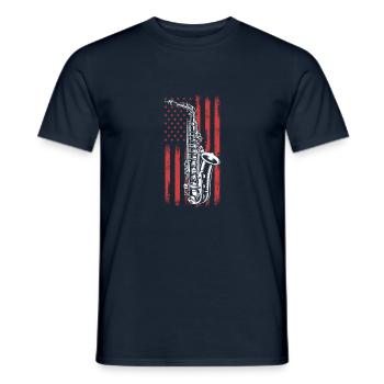 Saxophone America Flag Saxophone Player Saxophonis - Männer T-Shirt - Navy - Vorne - AI Model Male 178 light (178cm)