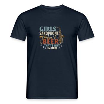 Girls Saxophone Music & Beer That’s Why I’m Here S - T-shirt homme - marine - Devant - AI Model Male 178 light (178cm)