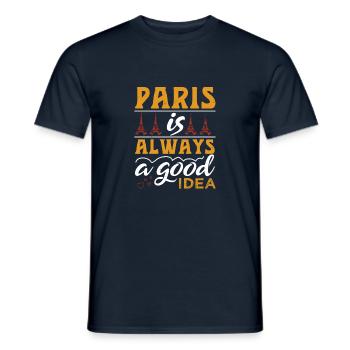 PARIS IST IMMER EINE GUTE IDEE - Männer T-Shirt - Navy - Vorne - AI Model Male 178 light (178cm)