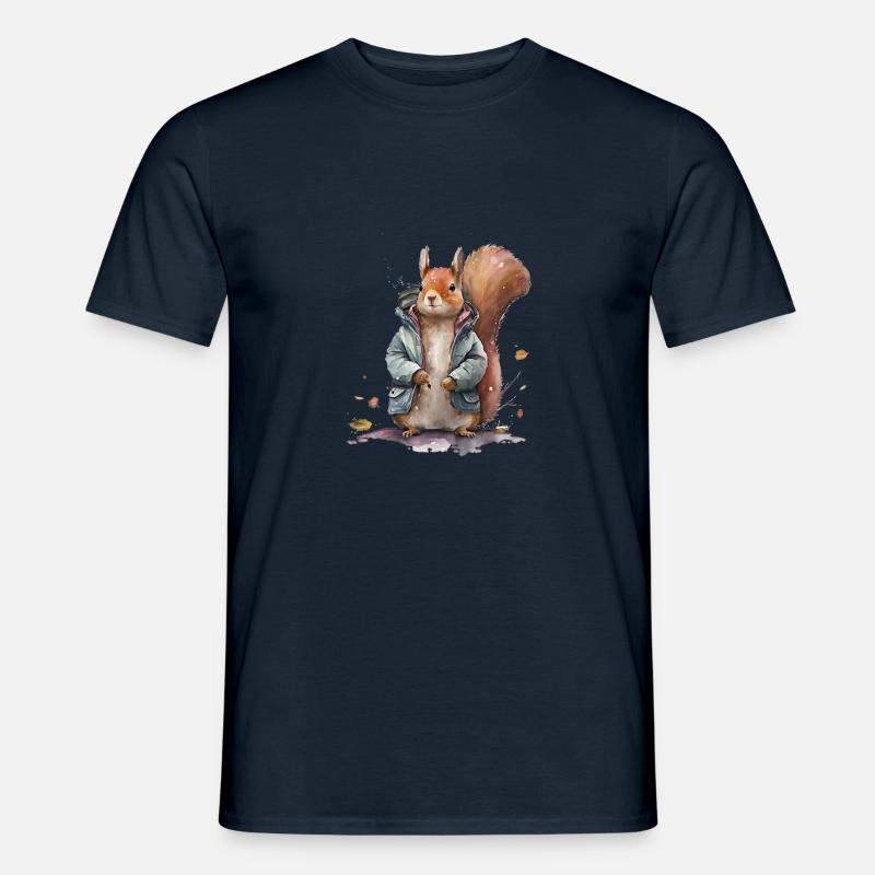 Eichhörnchen-Eichhörnchen trägt eine Aquarelljacke - Männer T-Shirt - Navy