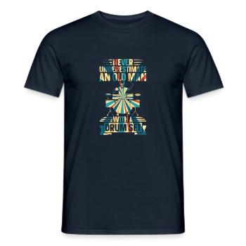 Never Underestimate An Old Man With A Drum Set - D - Men's T-Shirt - navy - Front - AI Model Male 178 light (178cm)