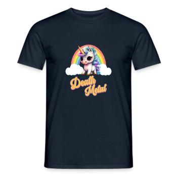 Funny Unicorn with Rainbow Death Metal - Men's T-Shirt - navy - Front - AI Model Male 178 light (178cm)