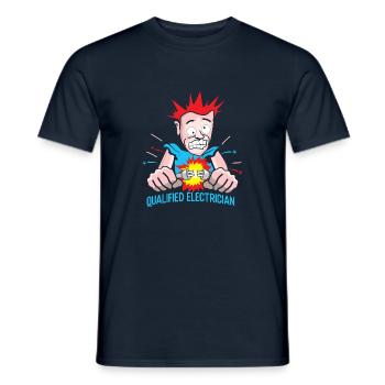 Qualified Electrician funny gift - Men's T-Shirt - navy - Front - AI Model Male 178 light (178cm)