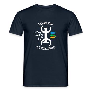 kabylisches T-Shirt Graffiti Der Berberfrühling - Männer T-Shirt - Navy - Vorne - AI Model Male 178 light (178cm)