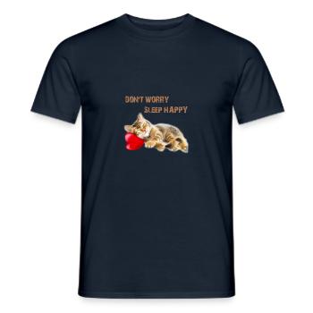 Don't worry Sleep happy Cute Kitten - Men's T-Shirt - navy - Front - AI Model Male 178 light (178cm)