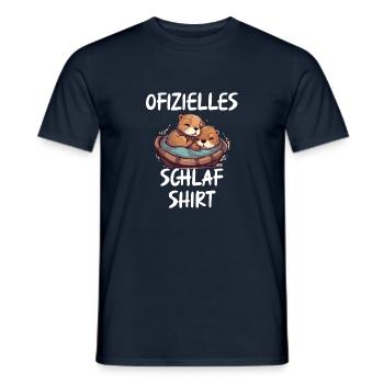 Offizielles Schlafshirt Otter Schlafanzug Seeotter - Männer T-Shirt - Navy - Vorne - AI Model Male 178 light (178cm)