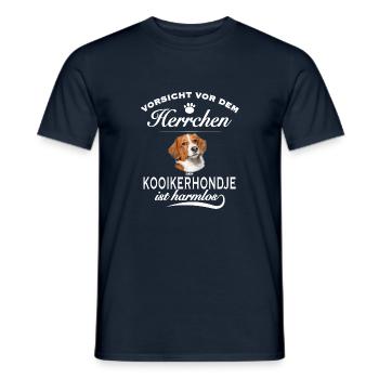 Vorsicht vor dem Herrchen, harmlos - Kooikerhondje - Männer T-Shirt - Navy - Vorne - AI Model Male 178 light (178cm)