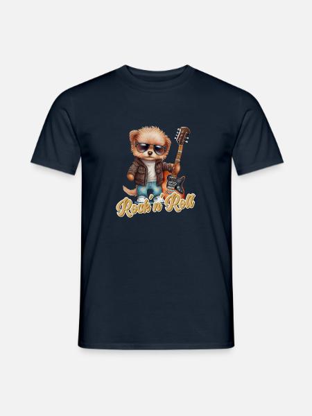 Lustiger Hund mit E-Gitarre Rock 'n' Roll - Männer T-Shirt - Navy