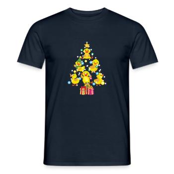 Glückliche Enten, die einen Weihnachtsbaum bilden - Männer T-Shirt - Navy - Vorne - AI Model Male 178 light (178cm)