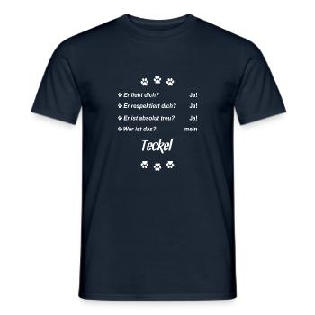 Er liebt Dich. Wer ist das? Mein - Teckel - Männer T-Shirt - Navy - Vorne - AI Model Male 178 light (178cm)