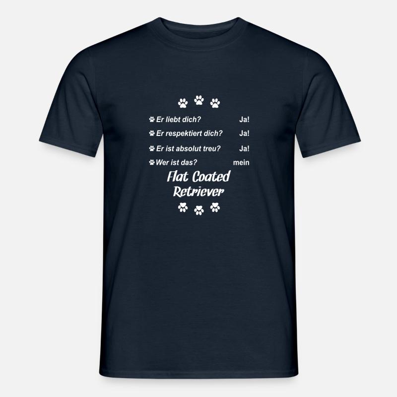 Er liebt Dich. Wer ist das? Flat Coated Retriever - Männer T-Shirt - Navy
