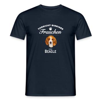 Vorsicht - Bissiges Frauchen - Beagle - Männer T-Shirt - Navy - Vorne - AI Model Male 178 light (178cm)