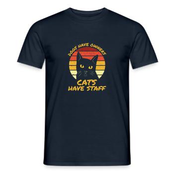 Hunde haben Besitzer. Katzen haben Personal - Lustiges Katzengeschenk - Männer T-Shirt - Navy - Vorne - AI Model Male 178 light (178cm)