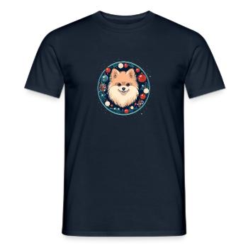 Chien de Poméranie Noël, Chiens d’amour - T-shirt homme - marine - Devant - AI Model Male 178 light (178cm)
