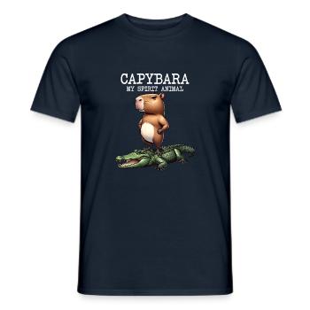Capybara My Spirit Animal - Capybara auf Krokodil - Männer T-Shirt - Navy - Vorne - AI Model Male 178 light (178cm)