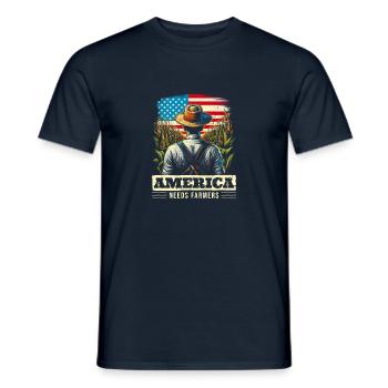 America Needs Farmers - Gift for USA Farmers - Men's T-Shirt - navy - Front - AI Model Male 178 light (178cm)