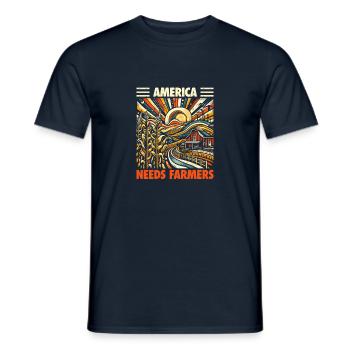 America Needs Farmers - Gift for USA Farmers - Men's T-Shirt - navy - Front - AI Model Male 178 light (178cm)